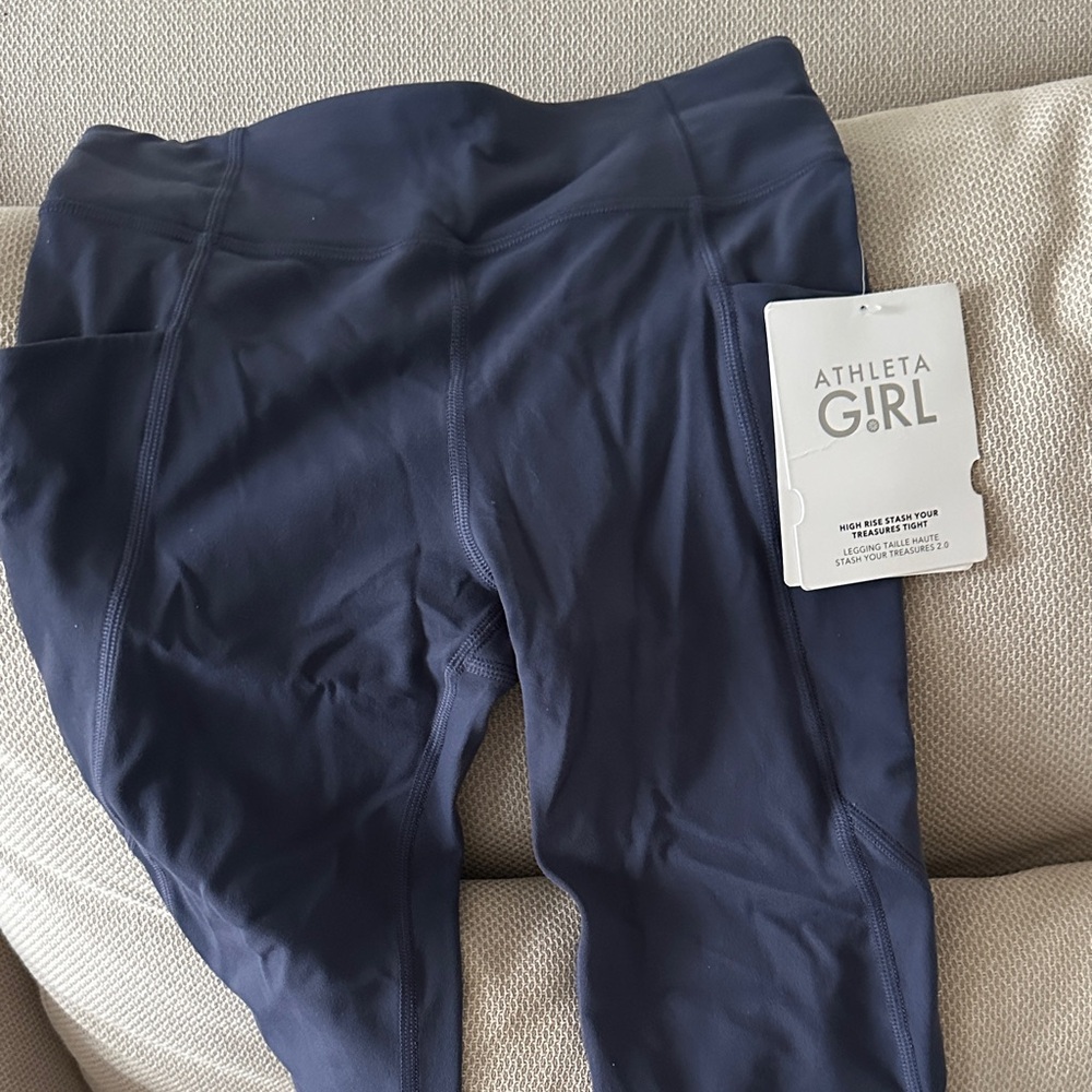 Athleta Girl Dark Blue Leggings High rise stash your treasures